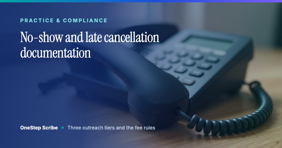 No-show and late cancellation documentation - OneStep Scribe